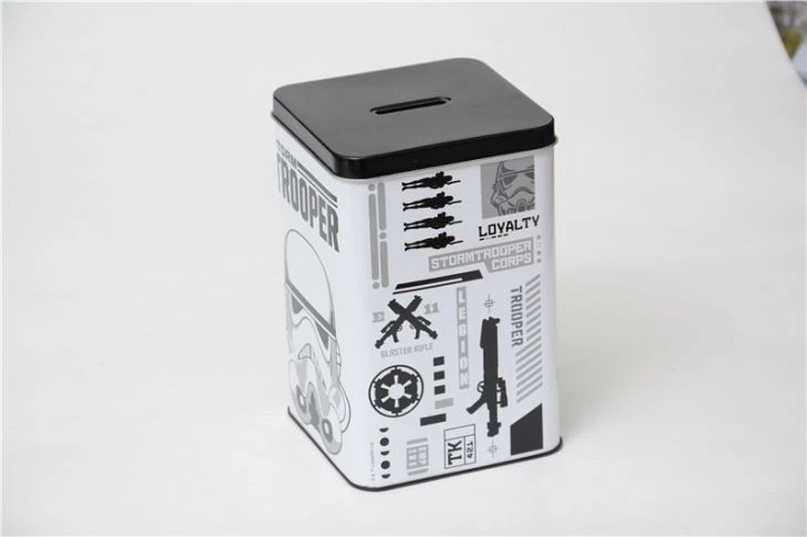 Scatola di latta di Star Bank Coin Bank Square